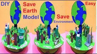 save earth project 3d model | environment model making using cardboard | diy | geography howtofunda