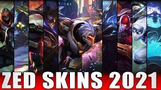 ALL ZED SKINS 2021 - Including PROJECT: Zed Prestige Edition Skin Spotlight (League of Legends)