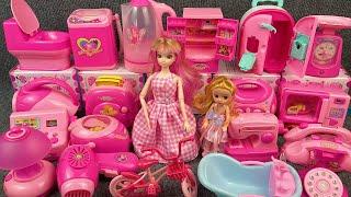 13 Minutes Satisfying with Unboxing Princess Pink Furniture Play Set Review Toys | ASMR