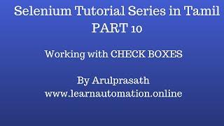 Selenium Tutorial series | Tamil | PART  10 - Working with Check Boxes