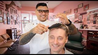  Relaxing Haircut At Super Cozy Local Orlando Pink Barbershop | Eleanor’s Barber Shop