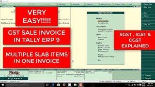 HOW TO CREATE GST SALES INVOICE IN TALLY ERP9 AND HOW TO CREATE MULTIPLE SLAB ITEMS IN ONE INVOICE