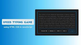 Build a Speed Typing Game using HTML CSS & JavaScript