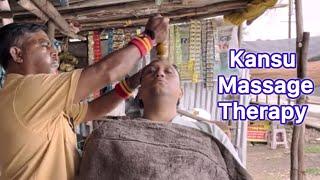 ASMR  Kansu Therapy and Acupressure Head Massage By Street Barber | Roadside barber | Indian barber