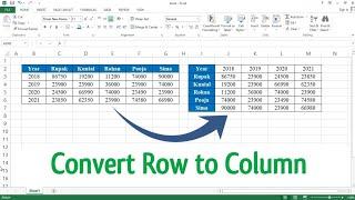 How to Convert Rows to Columns with Transpose Formula in Excel | Switch Rows to Columns in Excel