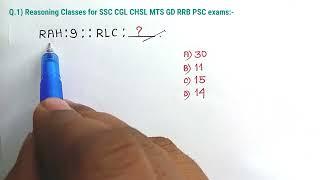 Reasoning Expected Questions for SSC GD  CGL CHSL MTS RRB | Reasoning Classes 2024 ||