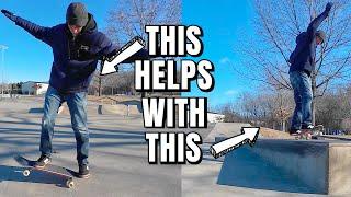 Skateboarding Progression: Stationary Manuals + Boardslides & 50-50s Session!