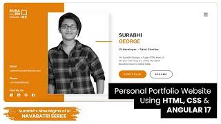 Personal Portfolio Website HTML|CSS - Surabhi’s Nine Nights of UI - NAVARATRI SERIES- DAY 4(Orange)