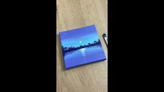 Calm Moonlight Acrylic Painting For Beginners | Simple Acrylic Painting Tutorial #shorts