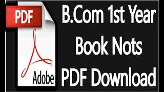 B Com 1st Year Books Notes PDF in Hindi English Free Download