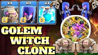 Golem Witch With Clone Spell Attack Strategy!! Th14 Easy Ground Attack Strategy - Clash Of Clans