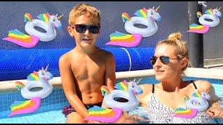 Pool Fun With Leo and Matteo | Unicorn Pool Party | Kids Fun in the Pool