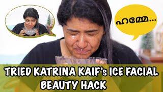 I tried Katrina Kaif’s Ice Facial Beauty Hack | Testing Celebrity Viral Beauty Hacks