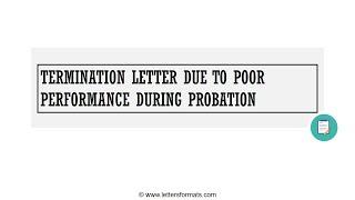 How to Write a Termination Letter due to Poor Performance during Probation