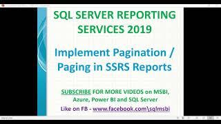 SSRS Tutorials | How to implement Pagination in SSRS | Control number of records in SSRS Reports