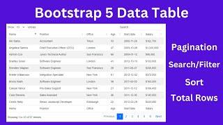 Bootstrap 5 Data Table || Datatable in Bootstrap 5 with HTML, CSS and JS