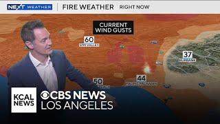 KCAL News Meteorologist Paul Deanno discusses wind gusts amid Pacific Palisades brush fire