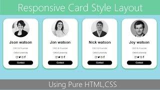 Create Responsive Card Layout | HTML,CSS 2019