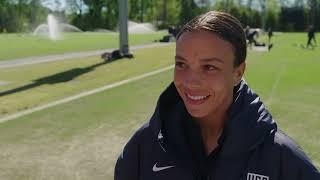 USWNT Forward MALLORY SWANSON talks prior to facing Japan at the SheBelievesCup