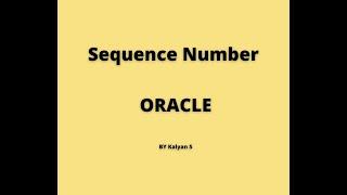 Sequence Number in Oracle