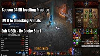 Season 34 DH 0 to Primals Levelling Practice in 4:30h No cache - Diablo 3