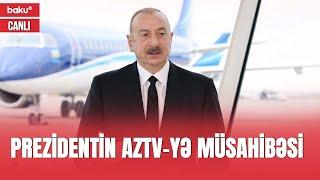 Prezident İlham Əliyevin hava limanında Azərbaycan Televiziyasına müsahibəsi - CANLI