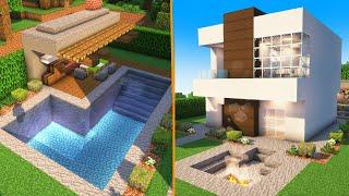 Minecraft - Casa moderna média (parte 2) Mobília e Decoração - Tutorial MANYACRAFT