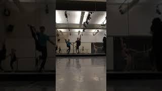 Ballet class, stretching, in Toronto dance studio