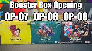 Opening THREE One Piece Booster Boxes! (OP-07, OP-08, OP-09)