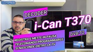 Decoder Nuovo Digitale Terrestre i-CAN T370 - DVB-T2 Registra, telecomando 2in1, Invisibile