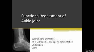 Functional Assessment of Ankle joint