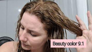 Retoquei a raiz e tonalizei o cabelo com ox de 10 volumes | beauty color 9.1