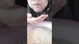 DYMA KULINER ASMR RAW RICE EATING Makan Beras Mentah #mukbang #shorts @dymavlog @Dymareal