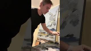 Semi-abstract impressionist acrylic painting demo big brushes paint cloudscapes intuitively loosely