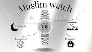 Women's silver watch for muslim salah by Waqting