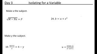 Isolating for a variable