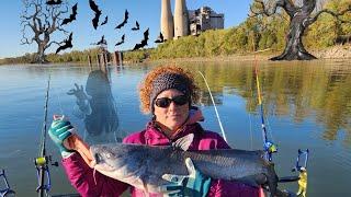 Can We SCARE up some Fish at this HAUNTED Power Station? #fishing #catfish #ohioriver