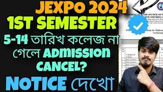 Jexpo 1st Semester Class start| Jexpo 2024 1st Semester| WBSCTE 1st Semester| Jexpo 2024 New Notice