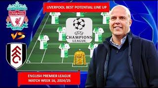 LIVERPOOL VS FULHAM ~ LIVERPOOL Best Potential Lineup ENGLISH PREMIER LEAGUE MATCH WEEK 16 2024-2025