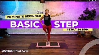 Basic Step Aerobics for Beginners and Seniors - 124 BPM Slower Pace