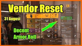 The Division 2 | Weekly Vendor Reset | 31 August | Great armor Roll