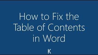 MS Word - How to Fix Table of Contents