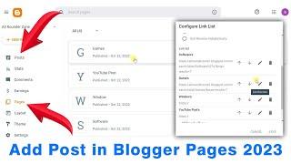 How to Add Post in Blogger Pages 2023 | Create Pages in Blogger | Add Posts & Pages Menu In Blogger