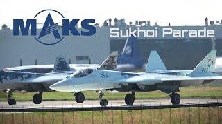 Su-34, Su-35, Su-57 ️ Sukhoi 'Air Parade' at MAKS Airshow!!