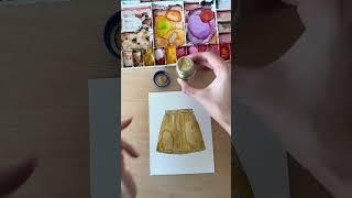 How to watercolor paint with bronze pigments, shiny gold powder #watercolortutorial