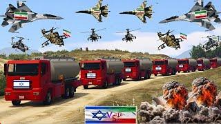 Israeli Army Secret Weapon Convoy Badly Destroyed By Irani Fighter Jet,& War Helicopter in GTA-5