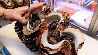 Japanese Street Food - $1000 GIANT RAINBOW LOBSTER & ALIEN CLAM SASHIMI Okinawa Seafood Japan