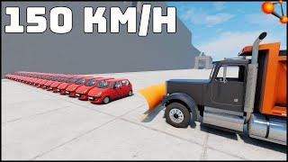 20 DAEWOO MATIZ vs SNOW PLOW! 150 Km/H CRASH TEST! - BeamNg Drive