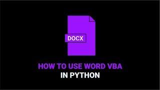 How to Use Word VBA in Python