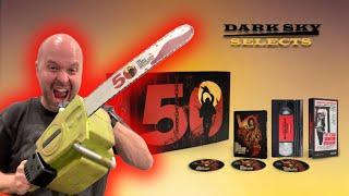 UNBOXING Dark Sky Selects' TEXAS CHAIN SAW MASSACRE 50th Anniversary Chain Saw Edition (4KUHD & VHS)